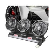 Ventilador de Carro Ajustável 360° - 3 Cabeças, Silencioso e com 2 Velocidades