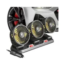 Ventilador de Carro Ajustável 360° - 3 Cabeças, Silencioso, USB 12V/24V