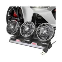 Ventilador De Carro Ajustável Com 3 Cabeças 360 graus Ventilador Elétrico Silencioso USB 12V 24V Para