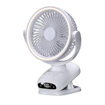 Ventilador de clipe USB recarregável com luz noturna LED branca de 22 cm Ventilador de clipe USB recarregável com luz noturna LED branca de 22 cm
