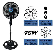 Ventilador De Coluna Chão Ajustável Com Pedestal Silencioso Dormir 40cm Turbo