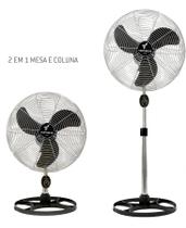Ventilador De Coluna E Mesa 50Cm Preto Pintura Epóxi Cromada