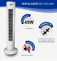 Ventilador de Coluna Fix Silencioso 220V Potente Branco 60hz 3 Velocidade Quarto Sala Móvel Moderno Giratório Circulador