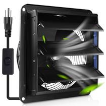 Ventilador de exaustão com obturador BIHAIT de 10 polegadas com alto CFM preto