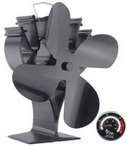 Ventilador de fogão VODA recém-atualizado de 4 lâminas alimentado por calor com termômetro Ventilador de fogão VODA recém-atualizado de 4 lâminas alimentado por calor com termômetro