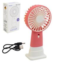 Ventilador de Mão 15cm Recarregável USB Rosa