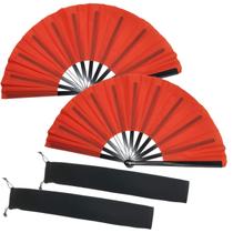 Ventilador de mão dobrável de seda TIHOOD Red x2 para desempenho Ventilador de mão dobrável de seda TIHOOD Red x2 para desempenho
