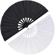 Ventilador de mão dobrável Tocisa Large Vintage Retro Preto e Branco, pacote com 2 unidades