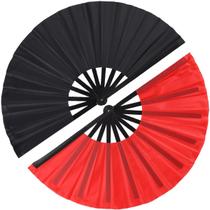 Ventilador de mão dobrável Tocisa Large Vintage Retro Preto e Vermelho 34x63,5 cm