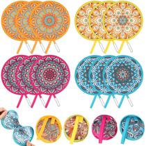 Ventilador de mão Marsui, dobrável, redondo, flor de verão, mandala de 12 peças