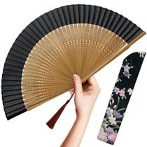 Ventilador de mão OmyTea Folding Chinese Japanese Vintage Bamboo Silk Ventilador de mão OmyTea Folding Chinese Japanese Vintage Bamboo Silk
