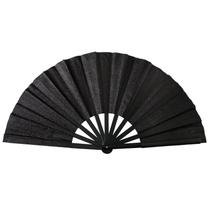 Ventilador de mão QCWN Folding Large Black Glitter 33x63 cm Ventilador de mão QCWN Folding Large Black Glitter 33x63 cm