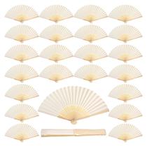 Ventilador de mão Qunclay White Paper Bamboo Folding 60 unidades