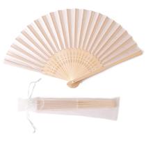 Ventilador de mão Sepwedd, tecido de seda imitado, creme de bambu, 50 unidades Ventilador de mão Sepwedd, tecido de seda imitado, creme de bambu, 50 unidades
