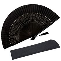 Ventilador de mão Zolee Small Folding Chinese Japanese Bamboo Silk