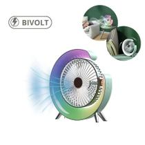 Ventilador de Mesa Colorido com Luminária Forte LED Silenciosa