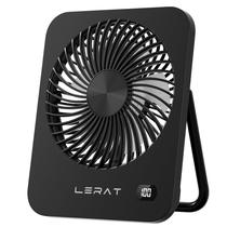 Ventilador de mesa Lerat portátil USB recarregável com LED de 5 velocidades preto