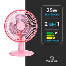 Ventilador de Mesa Mini 20 cm Turbo Potente 3 Pás com Inclinação Vertical 25W