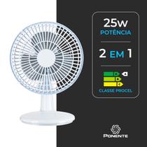 Ventilador de Mesa Mini 20 cm Turbo Potente 3 Pás com Inclinação Vertical 25W