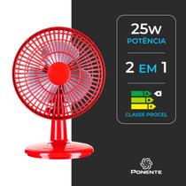 Ventilador de Mesa Mini 20 cm Turbo Potente 3 Pás com Inclinação Vertical 25W