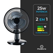 Ventilador de Mesa Mini 20 cm Turbo Potente 3 Pás com Inclinação Vertical 25W