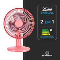 Ventilador de Mesa Mini 20 cm Turbo Potente 3 Pás com Inclinação Vertical 25W