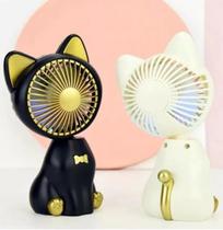 Ventilador De Mesa Mini Fan Portátil USB Com Lâmpada Recarregável Gatinho