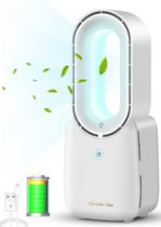 Ventilador de mesa Misby Bladeless 30 cm com luzes LED de 4 velocidades brancas Ventilador de mesa Misby Bladeless 30 cm com luzes LED de 4 velocidades brancas