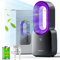 Ventilador de mesa Misby, recarregável, operado por bateria, sem lâmina, 30 cm