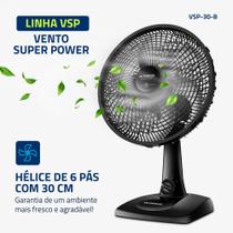 Ventilador de Mesa Mondial 6 Pás Super Power Preto VSP-30-B - 30cm 127V