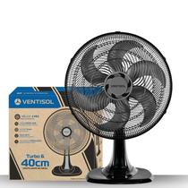 Ventilador De Mesa Preto Turbo 40cm Potente Silencioso 6 Pás