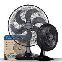 Ventilador De Mesa Preto Turbo 50cm Potente Silencioso 6 Pás