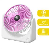 Ventilador De Mesa Sem Fio Portátil Recarregável Usb 3 Velocidades Silencioso Branco