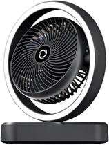 Ventilador de mesa USB com circulador de ar de anel de luz LED - cinza
