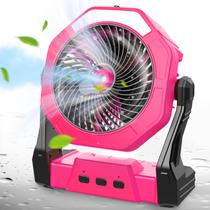Ventilador de nebulização Ausic portátil para exterior rosa com luz LED