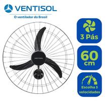Ventilador de Parede 60 Cm Oscilante Ventisol Potente Silencioso 3 Pás 127v Profissional Comercio Academia Igreja Loja Ventilador de Parede 60 Cm Oscilante Ventisol Potente Silencioso 3 Pás 127v Profissional Comercio Academia Igreja Loja