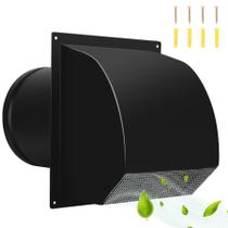 Ventilador de parede com capuz de aço de 6 polegadas com tela para ventilação preta