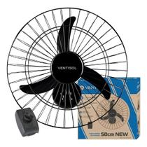 Ventilador De Parede Oscilante Preto 50cm 130W Ventisol 220v