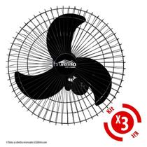 Ventilador de Parede Turbão 60cm Bivolt Preto Oscilante 200w Kit 3 unidades