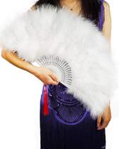 Ventilador de penas Happy Feather Marabou portátil vintage dos anos 20 Ventilador de penas Happy Feather Marabou portátil vintage dos anos 20