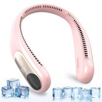 Ventilador de pescoço Namecute LED portátil sem lâmina de 4 velocidades 6000mAh rosa