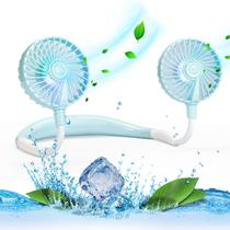 Ventilador de pescoço VAGAU Portable Cooling com luzes LED de 3 velocidades (azul)