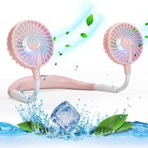 Ventilador de pescoço VAGAU Portable Cooling com luzes LED de 3 velocidades rosa