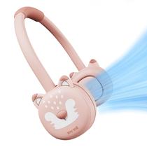 Ventilador de pescoço Zoy zoii para crianças, sem lâmina, 3 velocidades, recarregável, rosa