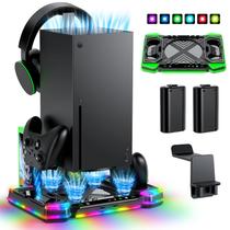 Ventilador de resfriamento com suporte de carregador com carregador duplo sem fio para Xbox Series X