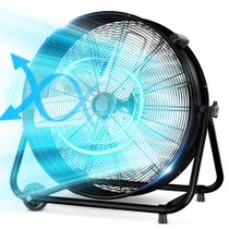 Ventilador de tambor industrial LifePlus de 24 polegadas de alta velocidade preto