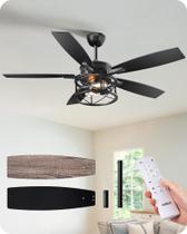 Ventilador de techo EDISHINE 42" Negro con control remoto regulable 120V