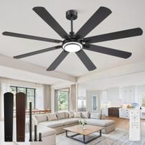 Ventilador de Techo Fanbulous 183 cm Negro 8 Aspas LED con Control Remoto