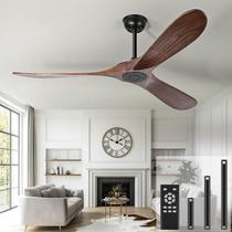 Ventilador de techo Heimo de 60" madera, 3 aspas reversibles con control remoto