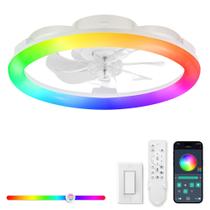 Ventilador de Techo LEDIARY 20" con Luz RGB Regulable y 6 Velocidades con Control Remoto